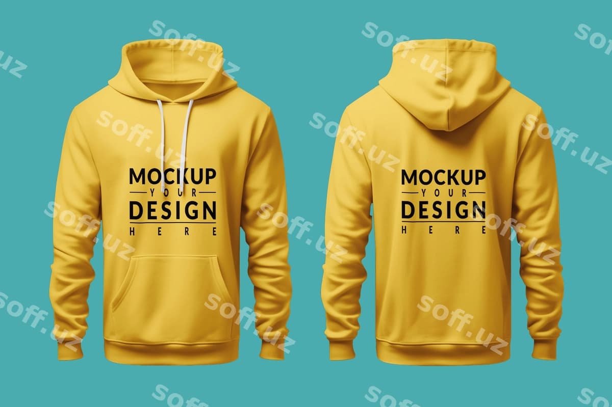 Old va orqa ko'rinish svitshot namunasi | Front back view hoodie mockup