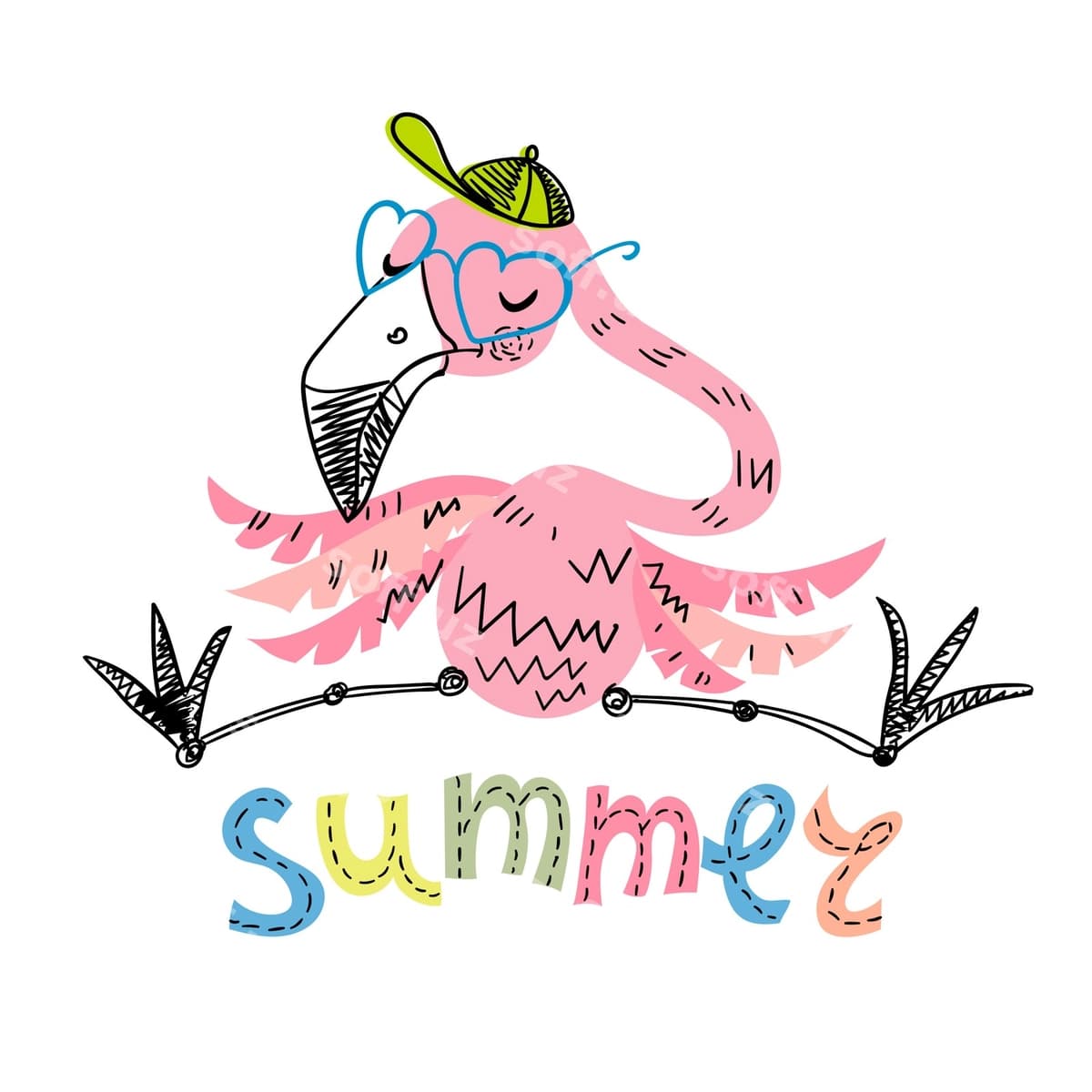 Mazali flamingo bilan ko'ziqli shapkali | Funny flamingo with glasses cap
