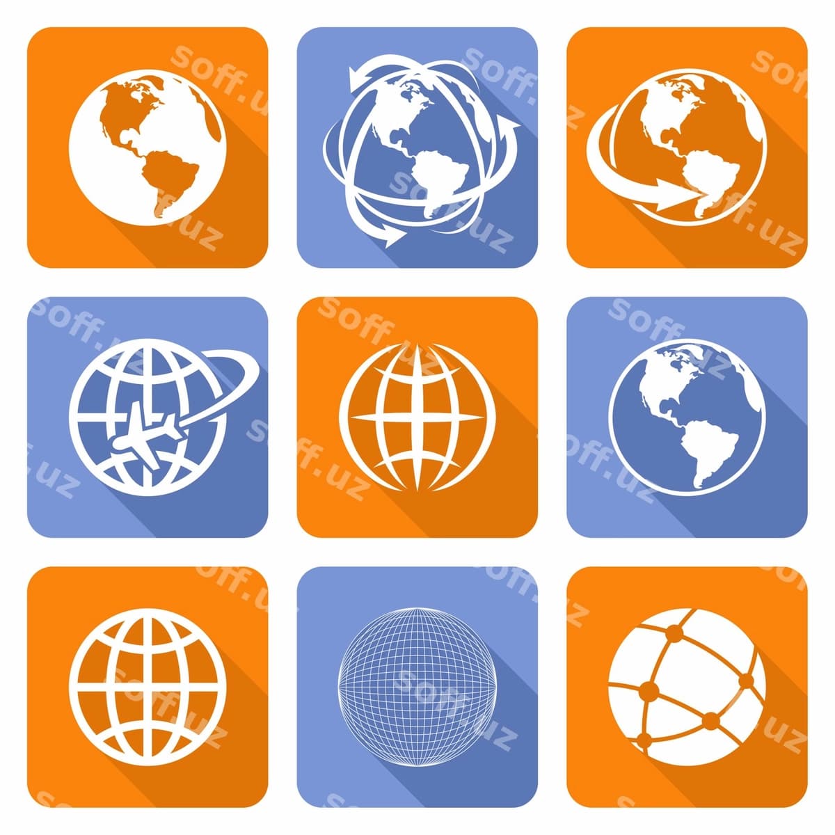 Yer globusi ikonkalar to'plami vektor illustratsiyasi | Globe earth icons set vector illustration