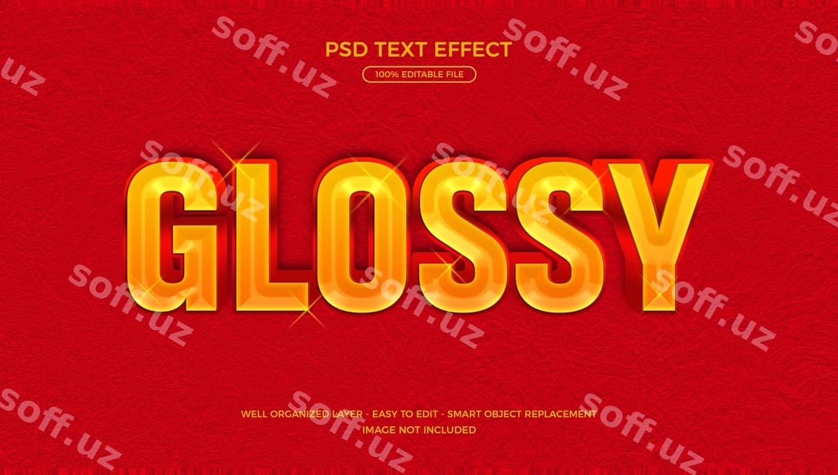 Yaltiroq tahrirlanadigan 3D matn effekti shabloni | Glossy editable 3d text effect template