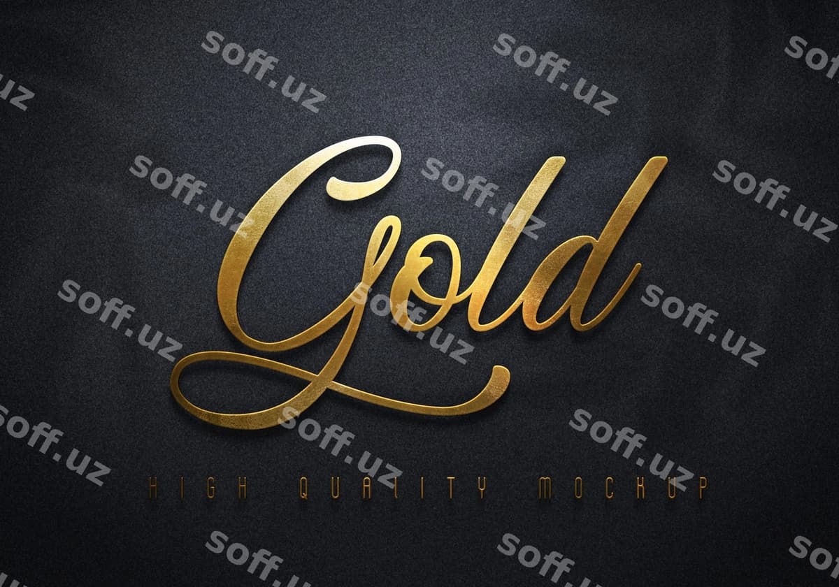 Oltin harflar qorong'i tekstura namunasi | Gold lettering dark texture mockup