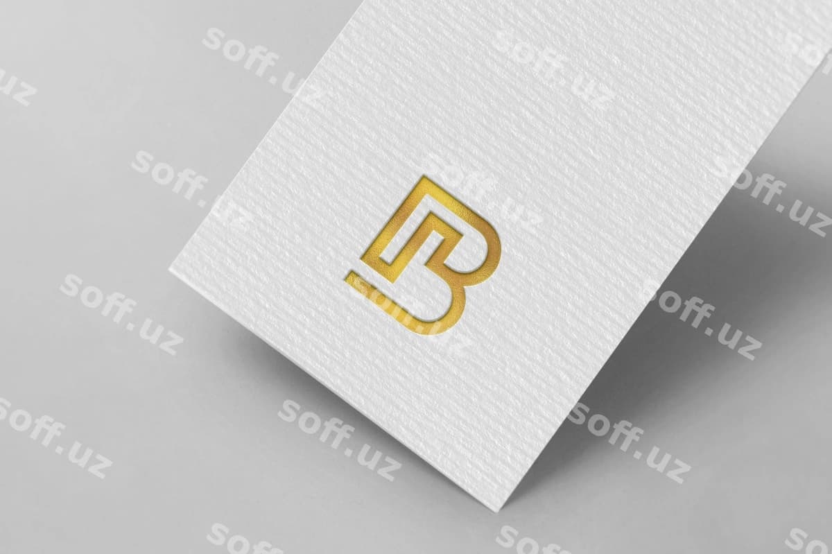 Oltin logotip mockup qora varaq | Gold logo mockup white paper