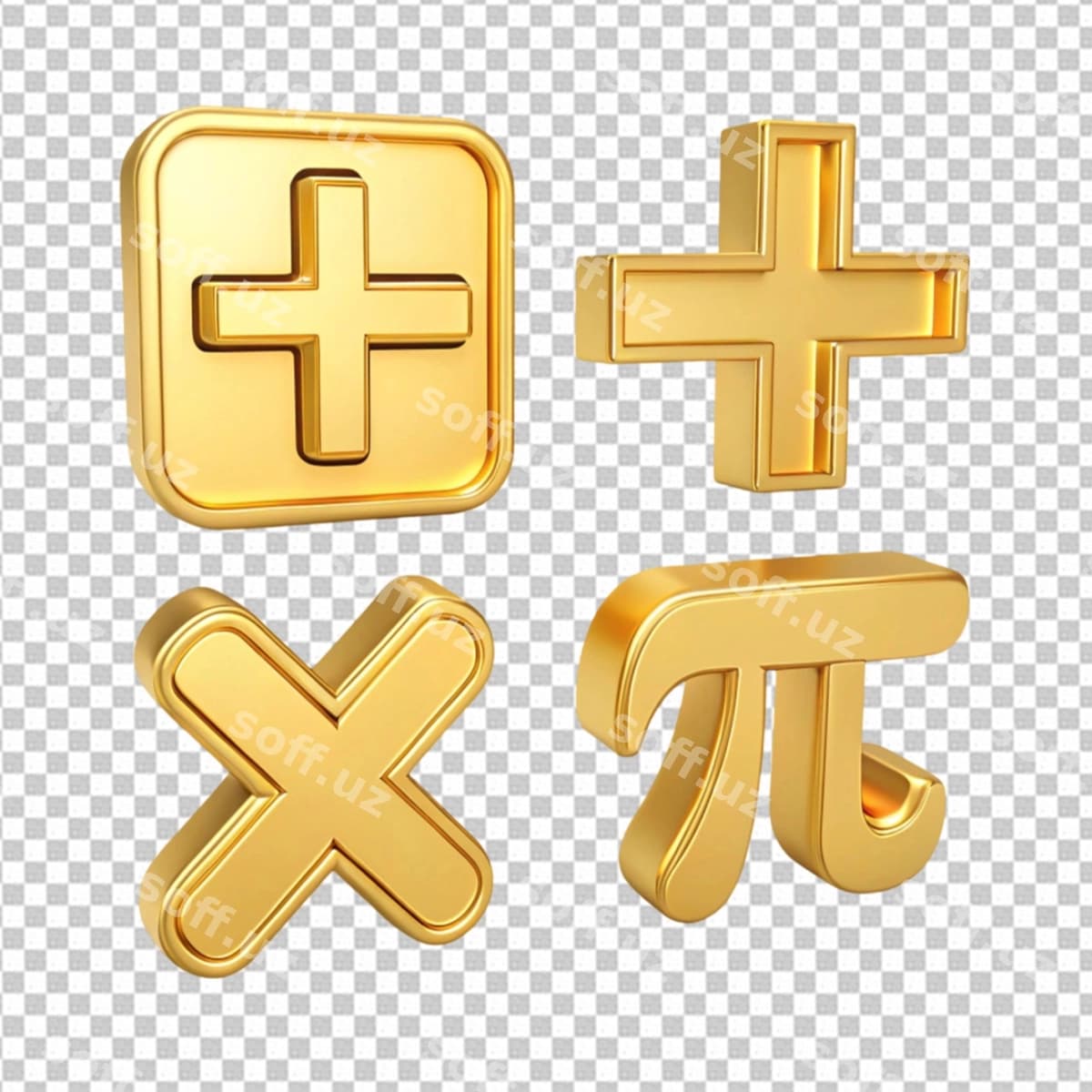 Oltin 3d matematik belgilar | Golden 3d math symbols