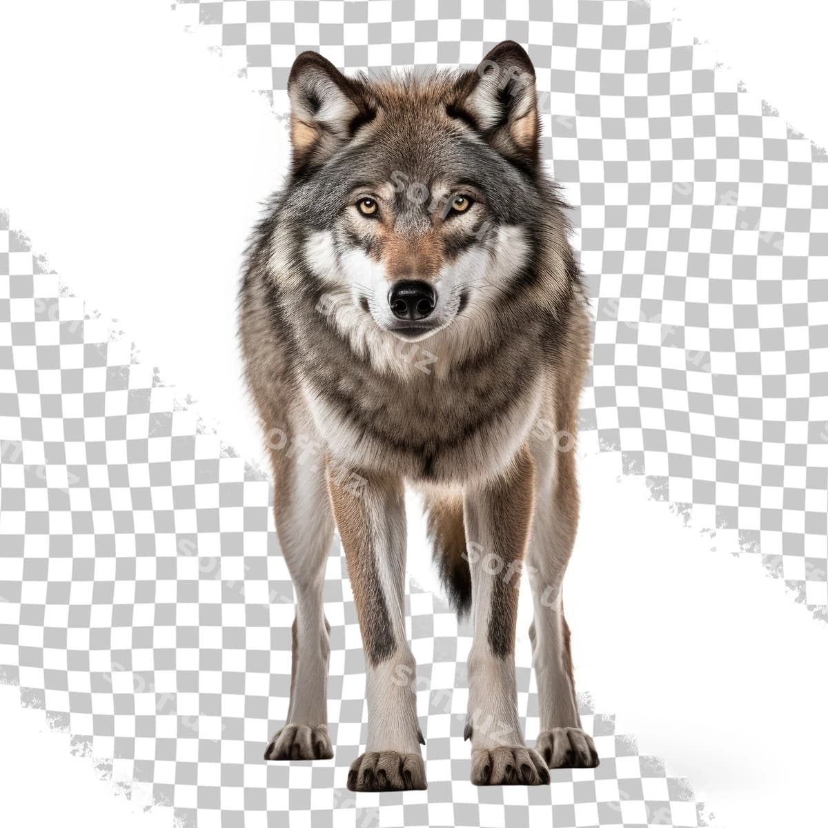 Kulrang buzoq ajraltirilgan shaffof orqa fon | Gray wolf isolated transparent background