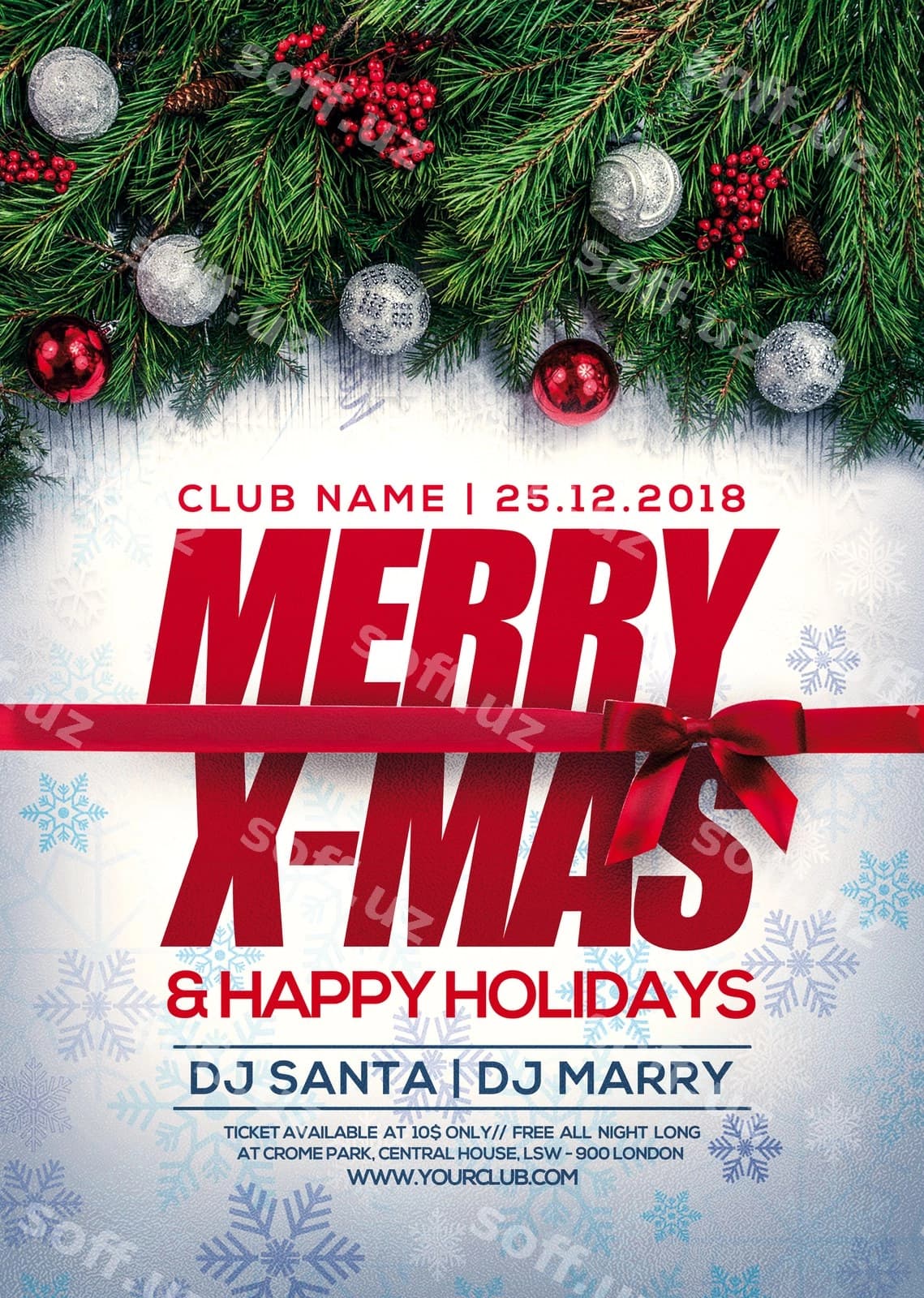 Yashil qizil Rojdestvo flyer shablon | Green red christmas flyer template