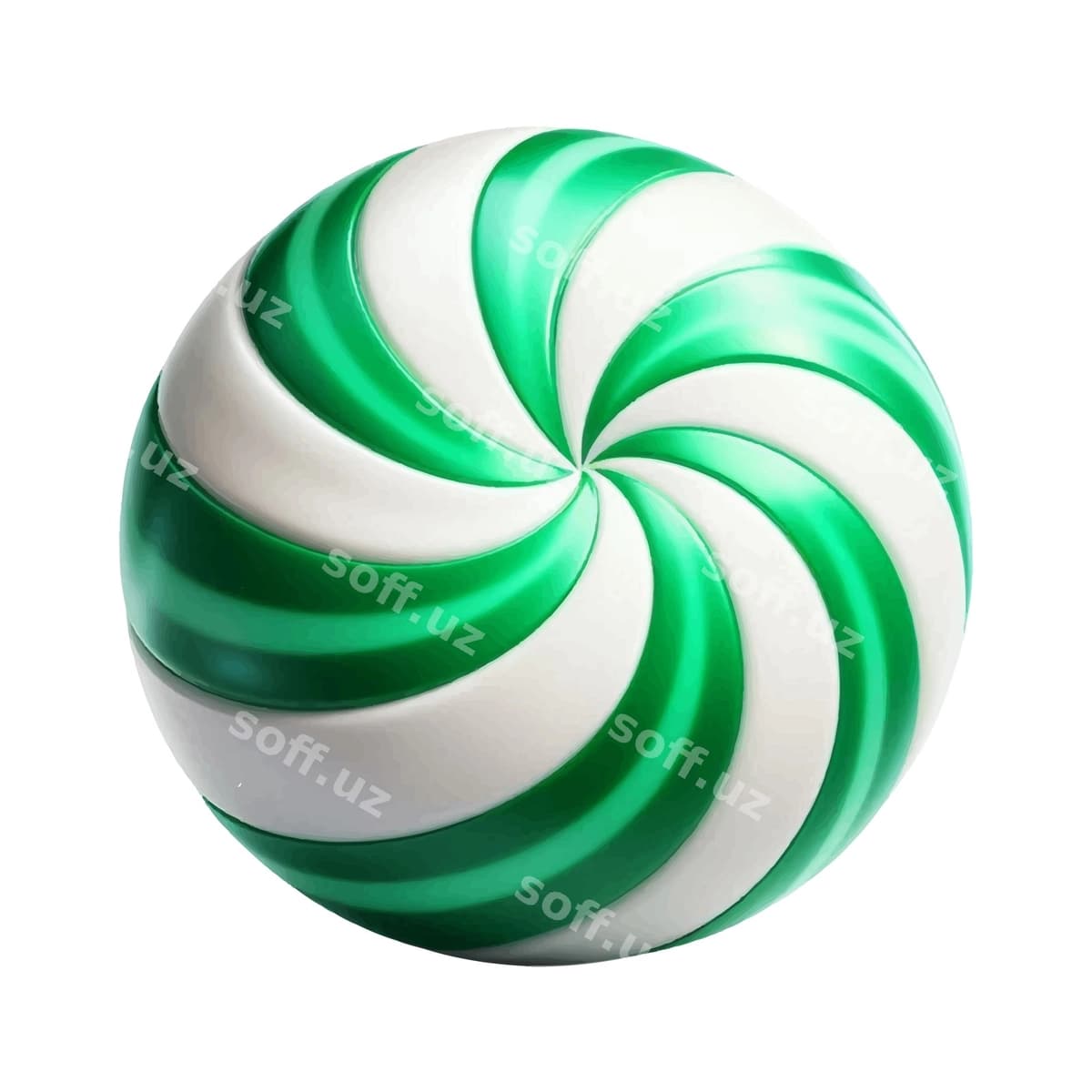 Yashil oq chiziqlarli aylanma konfetasi | Green white striped swirled candy