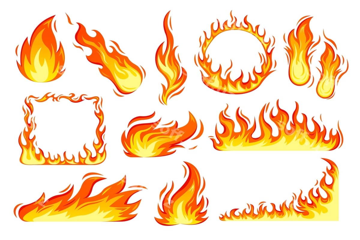 Qo'l yozilgan olov flamlari ikonkalar to'plami | Hand drawn fire flames icons set