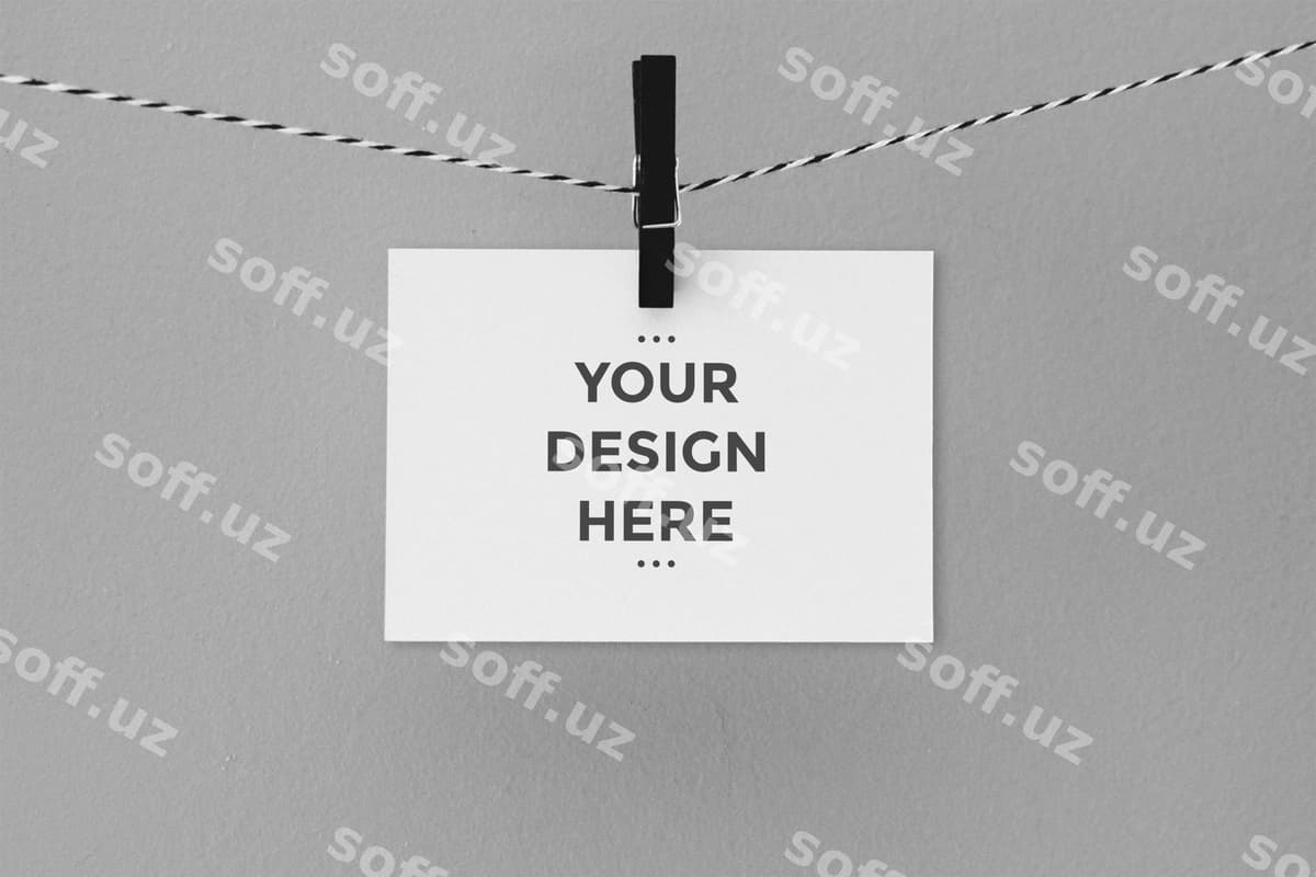 Asib turgan kartochka namunasi | Hanging card mockup