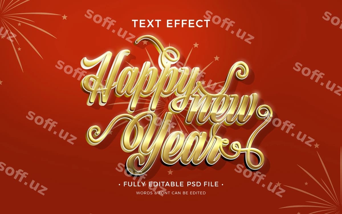 Baxtiyor yangi yil matn effekti | Happy new year text effect