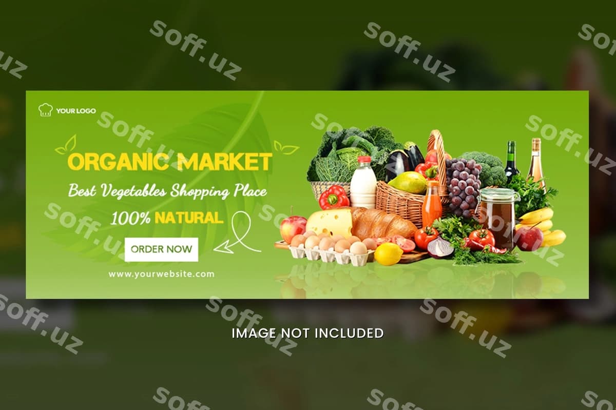 Sog'lom ovqat Facebook varaqi dizayni | Healthy food facebook cover design