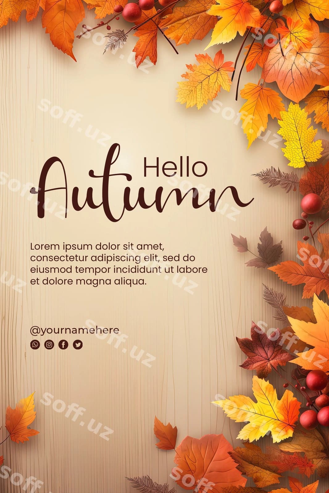 Salom kuz orqa fon kuz plakati | Hello autumn background autumn poster