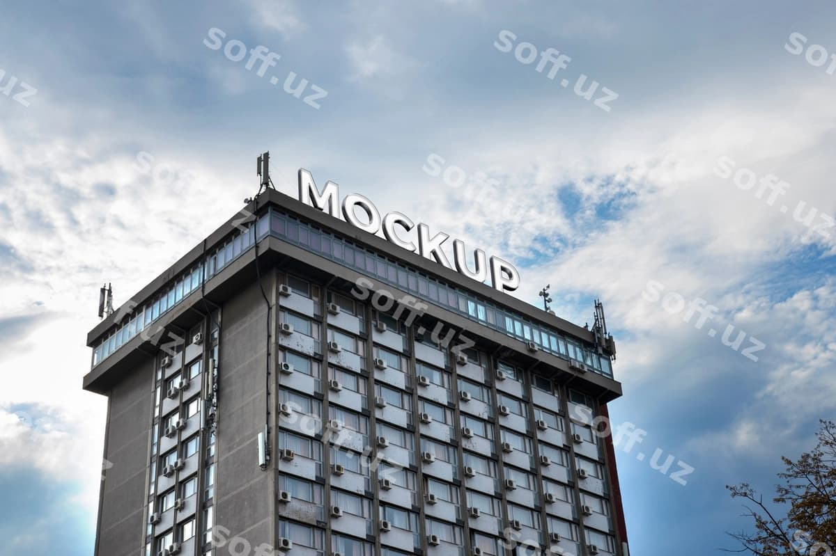 Mehmonxona mezon mockup dizayni | Hotel sign mockup design