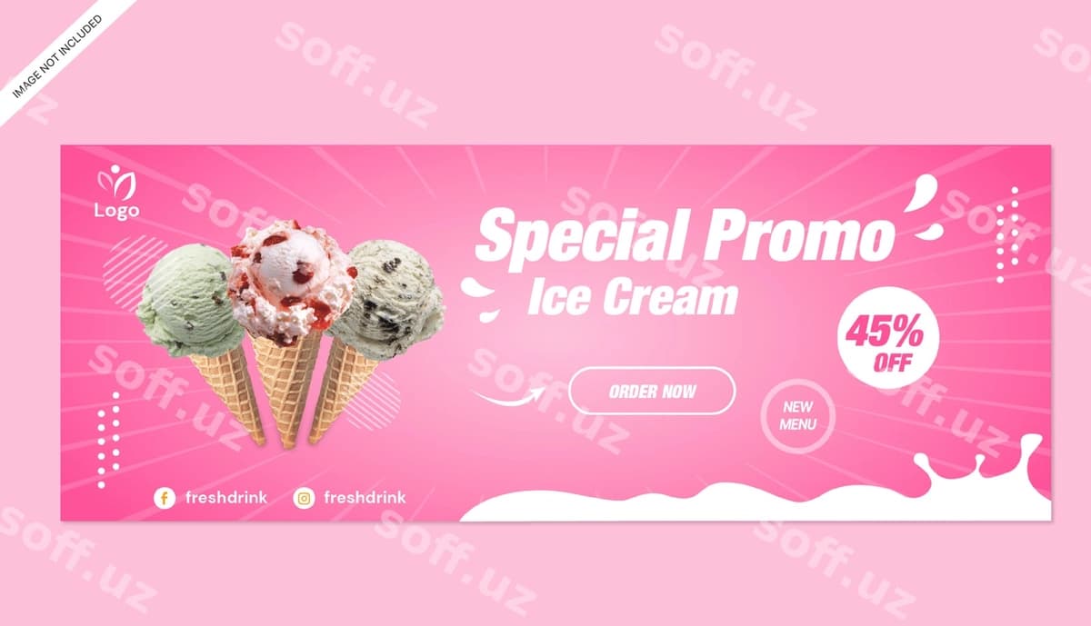 Muzqaymoq baner reklama shabloni | Ice cream banner promotion template