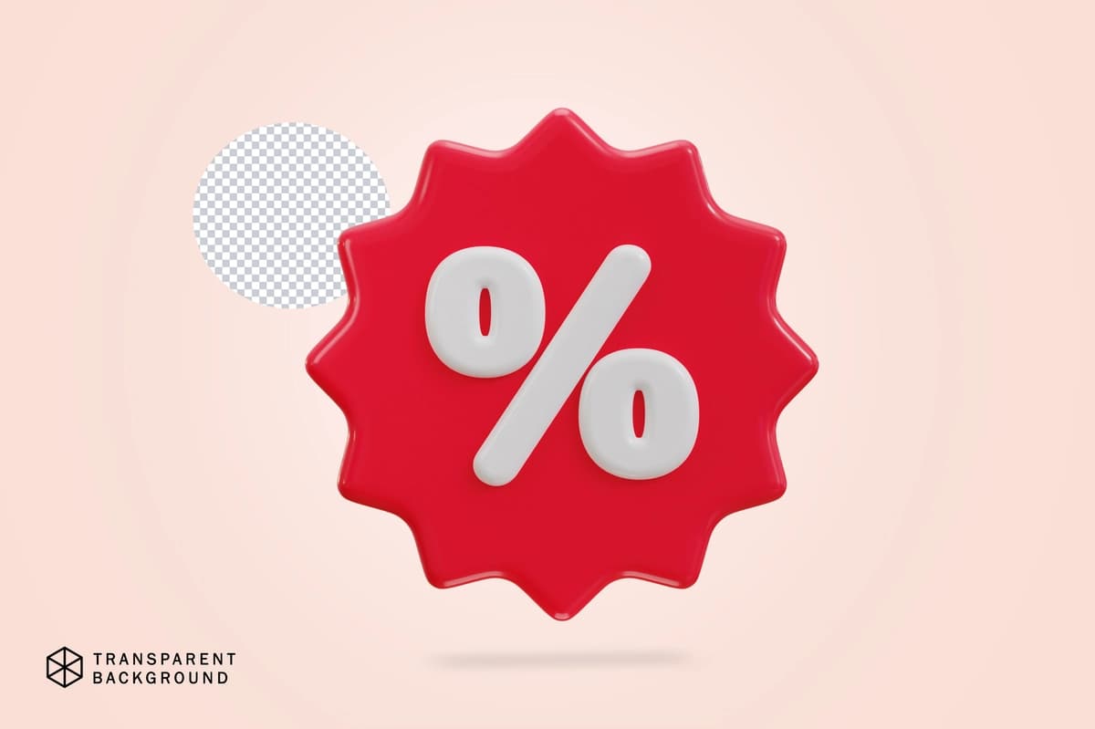 3D chegirma foizi belgisi | 3d discount percentage icon