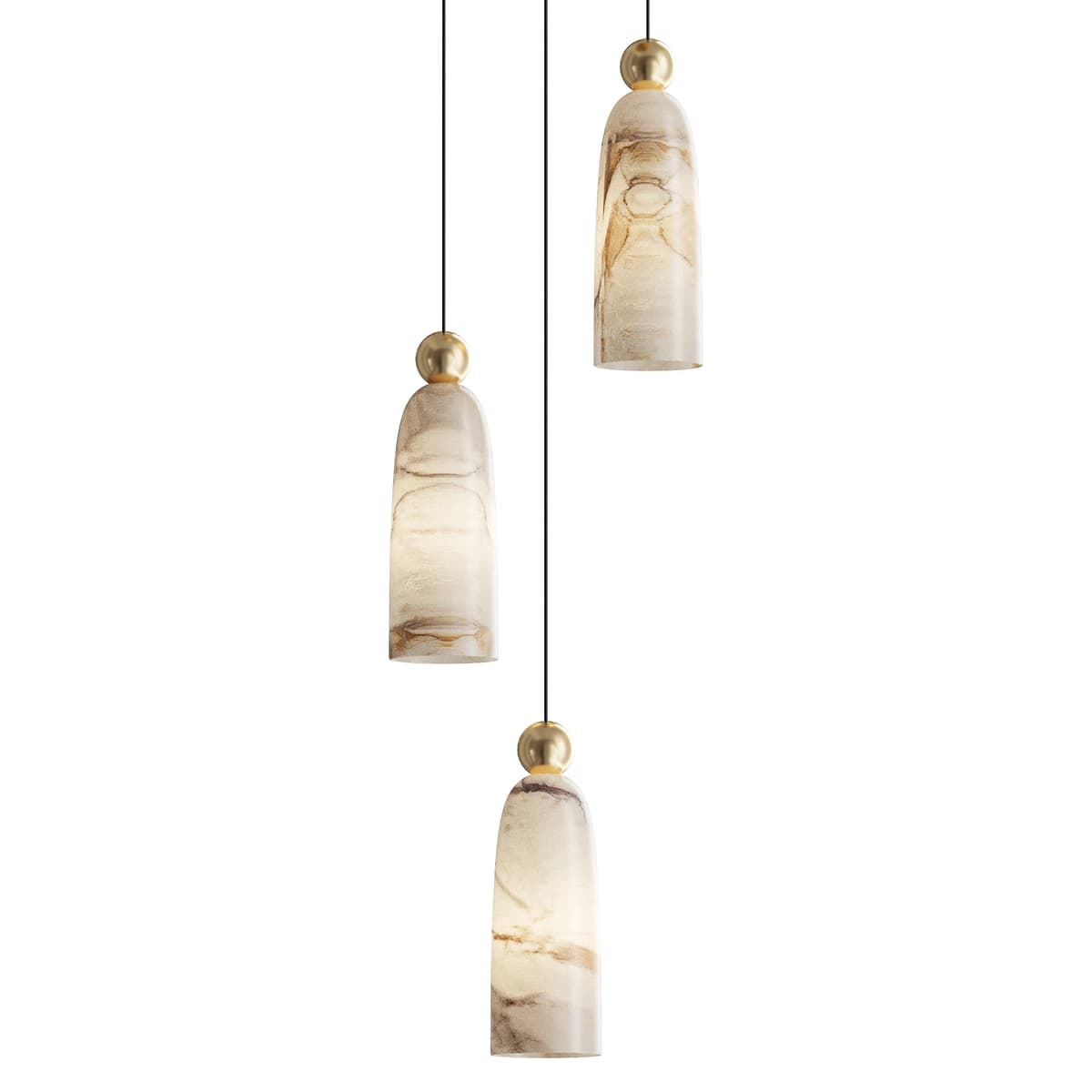 Figure Alabaster Pendant Lamp 3 heads