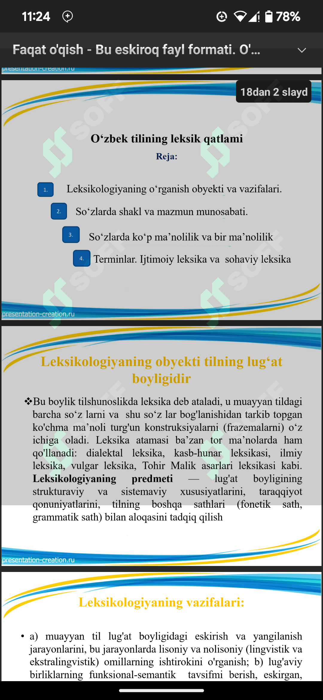 Pedagogika maktab yoshidagi bolalarga qoʻllashda Slidelar toʻplami amaliyot mustaqil ish va oʻquvchilar uchun oʻtiladigan darslarda foydalanish un qoʻl keladi