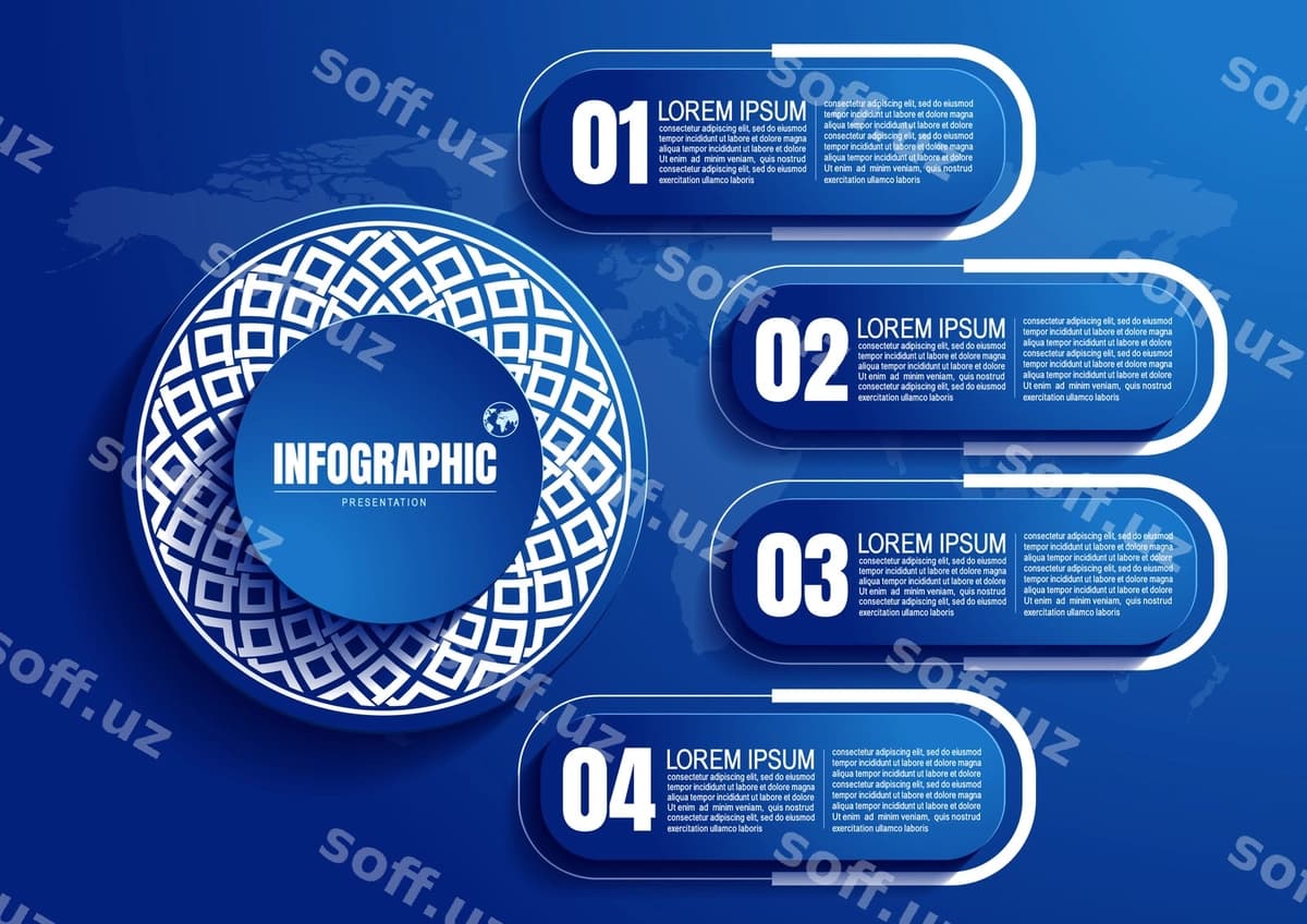 Chorak bosqichdan iborat grafika | Infographic with four steps