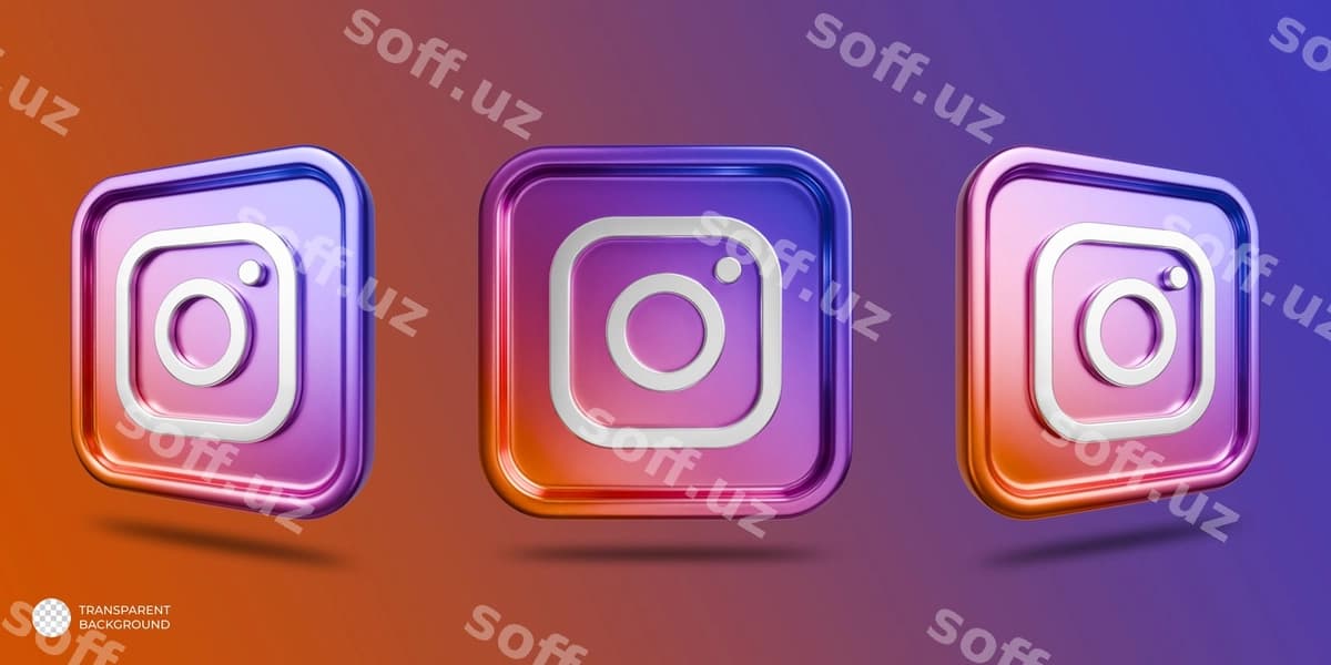 Instagram 3D logotipi metall | Instagram 3d logo metallic