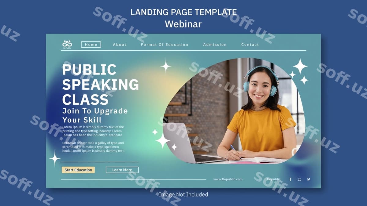 Landing sahifa shabloni webinar sinfi | Landing page template webinar class