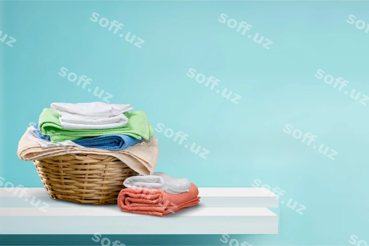 Chuxlat savati rangli havolari bilan | Laundry basket with colorful towels