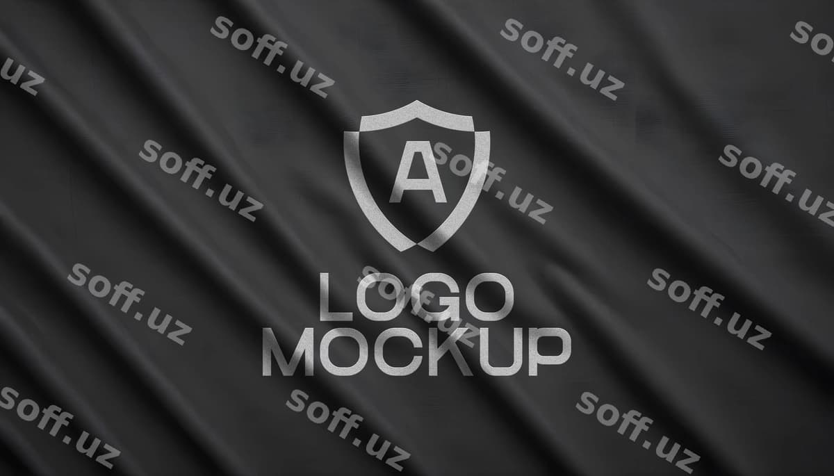Logotip namunasi qora matoda | Logo mockup black fabric