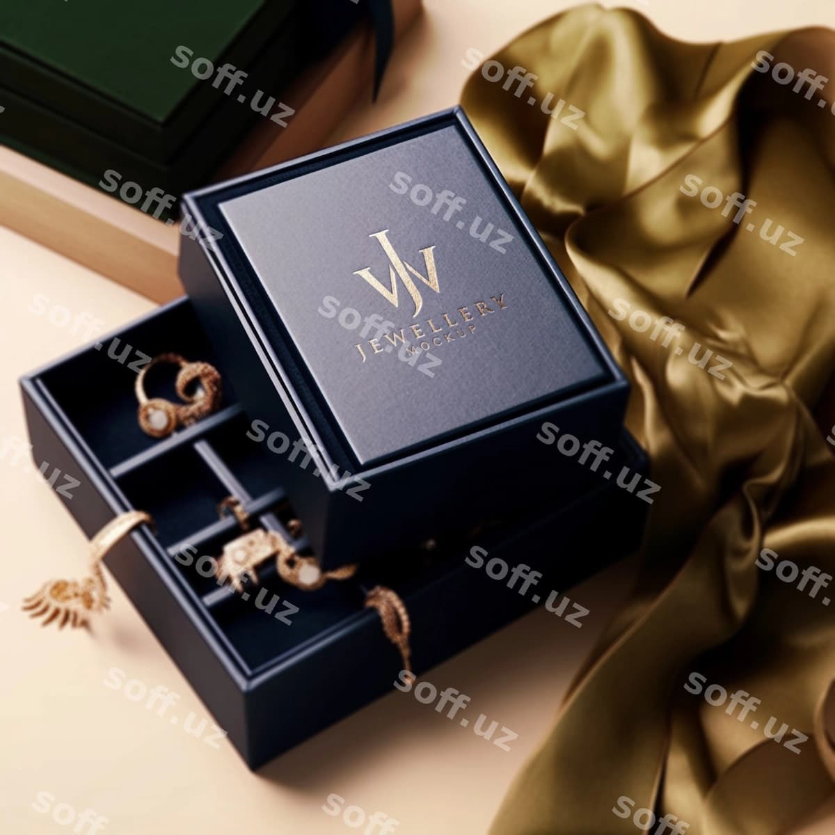 Logotip modeli qimmatbaho ziravorlar qora quticha | Logo mockup luxury jewelry black box