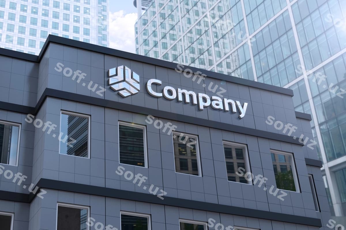 Logo mockup zamonaviy kulrang binо | Logo mockup modern gray building