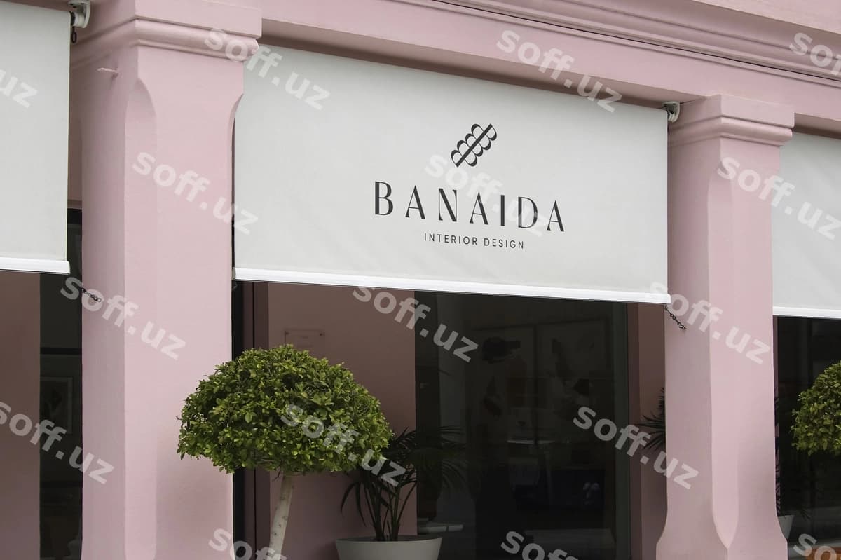Logo mockup zamonaviy soyabon bino | Logo mockup modern sunshade building