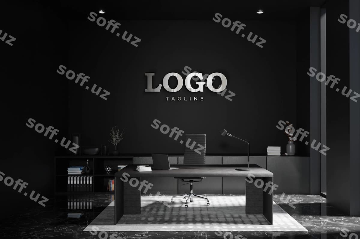 Logotip namuna ofis menejeri devori | Logo mockup office manager wall