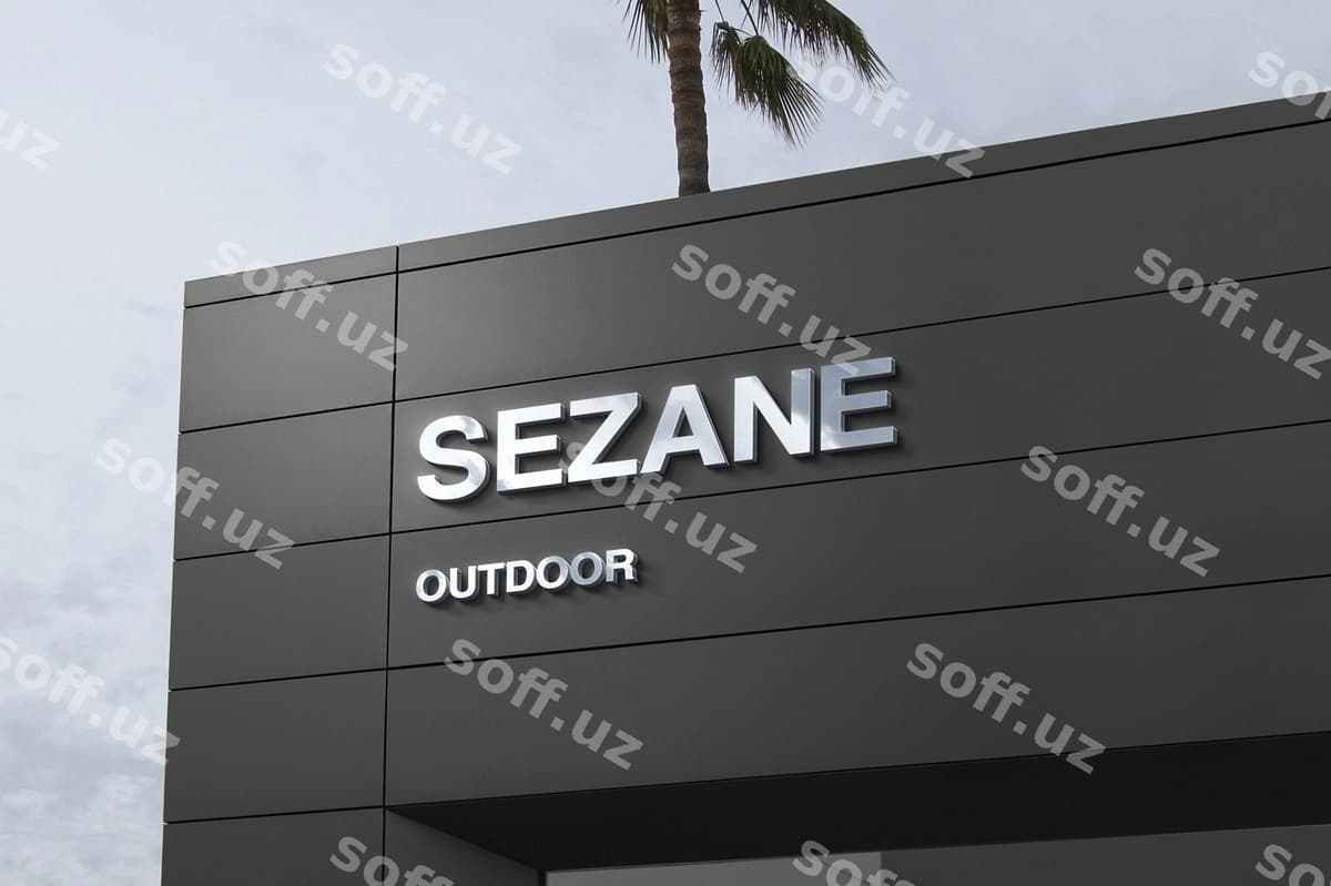 Logotip namunasi qora zamonaviy fassada belgi | Logo mockup sign black modern facade