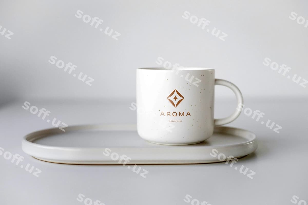 Chiroyli hasharot logotip namunasi qahvehozon | Luxury logo mockup elegant coffee mug