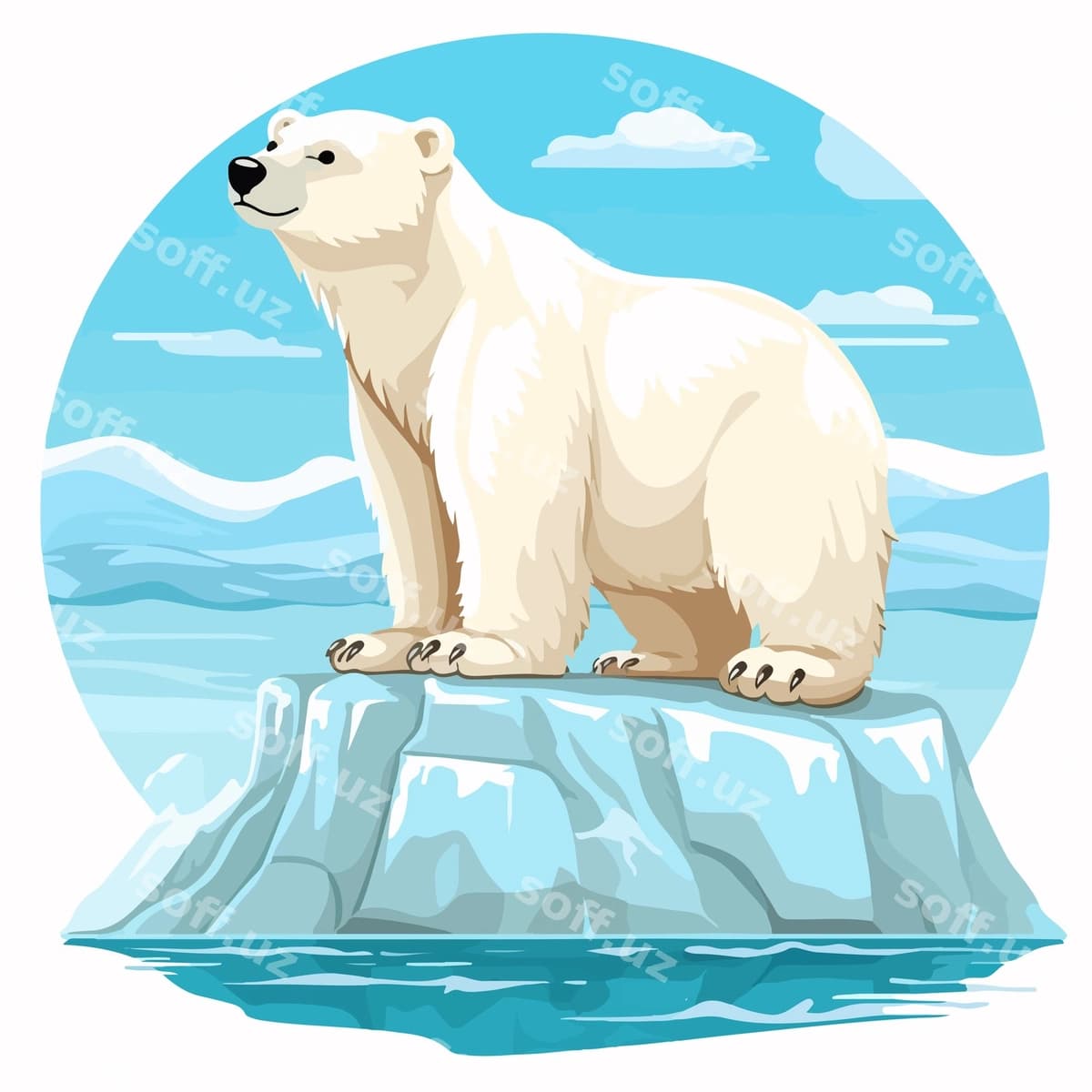 Buyuk oq ayiq muzda tirmilgan | Majestic white bear standing ice