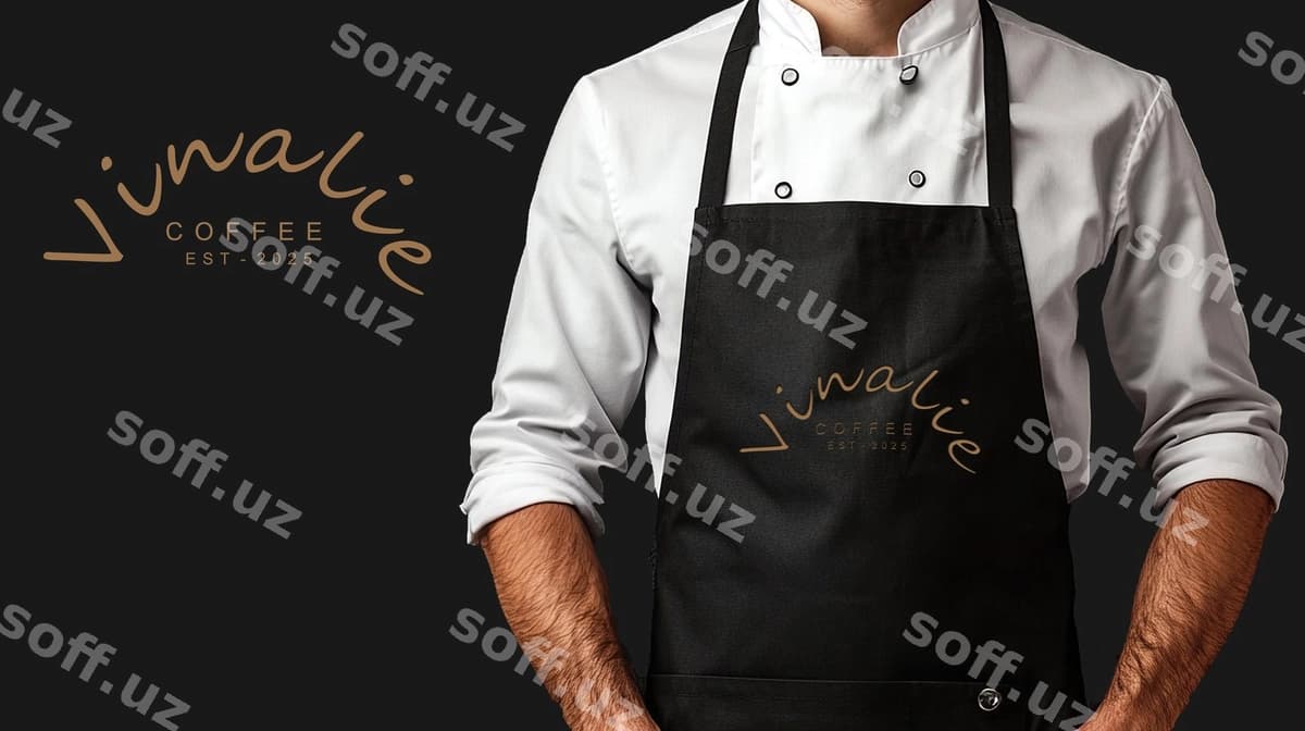 Man fartar restoran qora mockup | Man apron restaurant black mockup