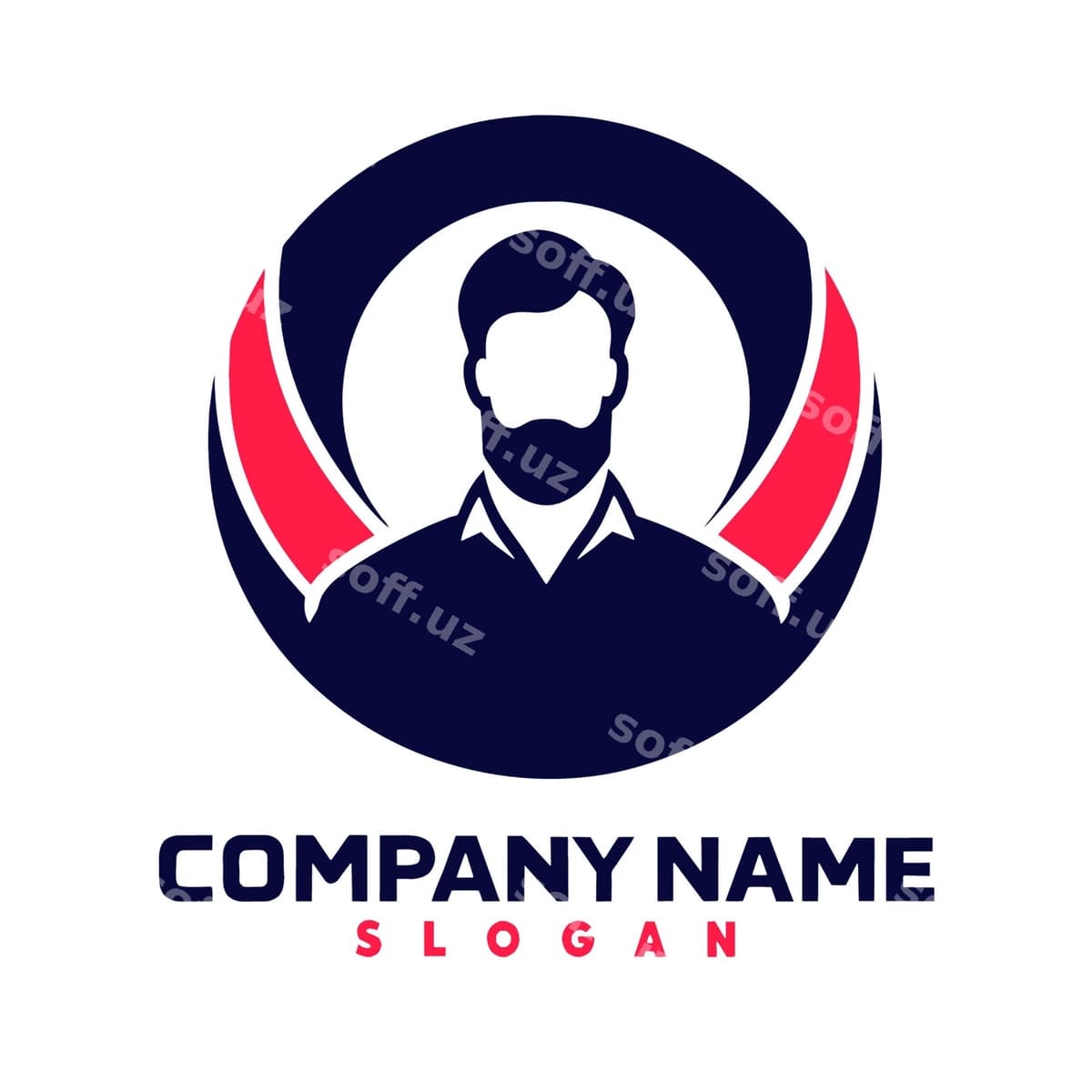 Kompaniya nomi yozilgan ko‘k doira | Man blue circle that says company name