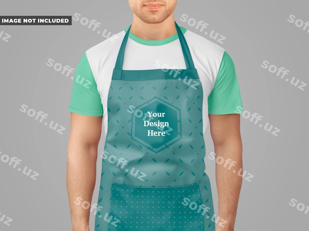Erkak bilan fartar namunasi | Man with apron mockup
