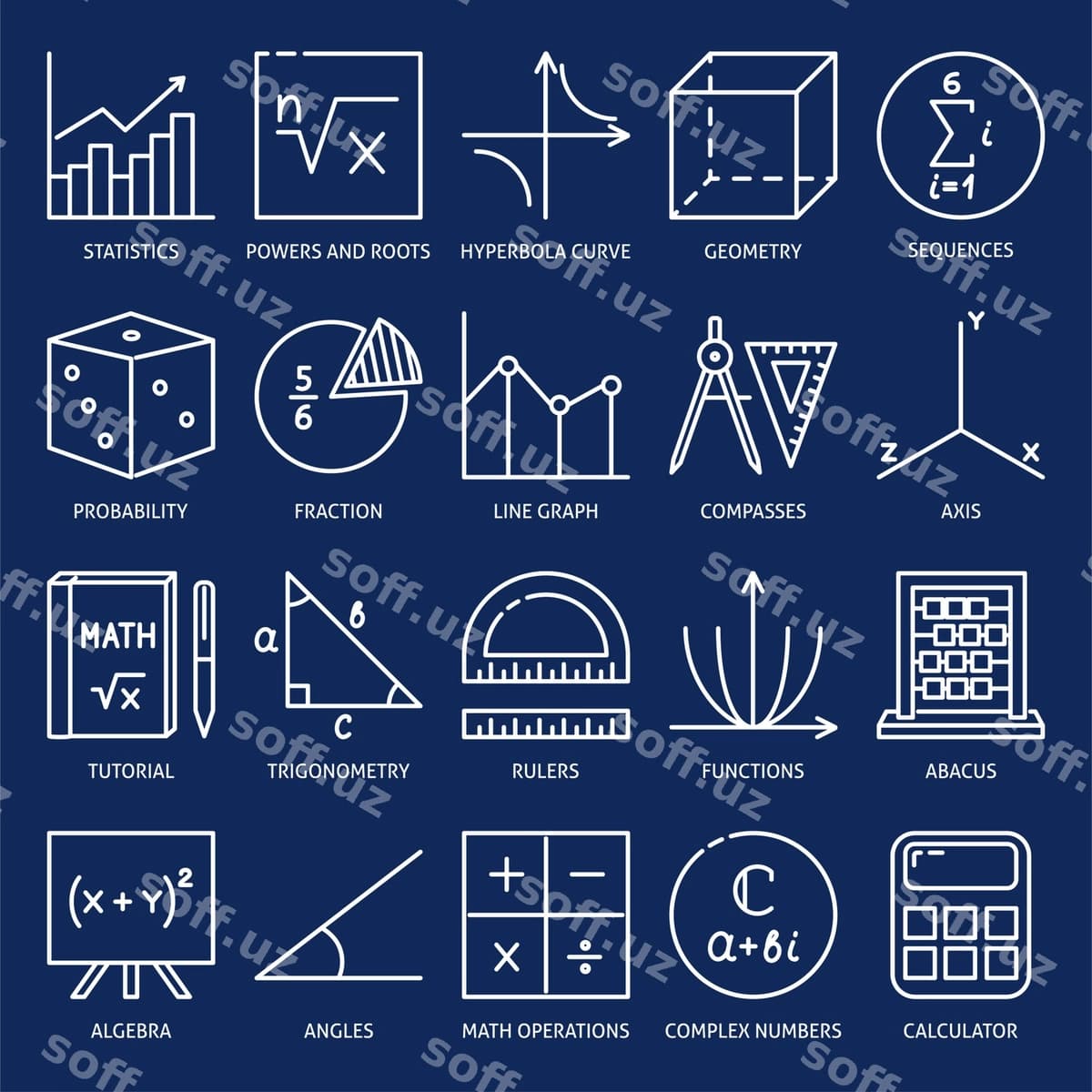 Matematika ikonlar to'plami | Mathematics icon set
