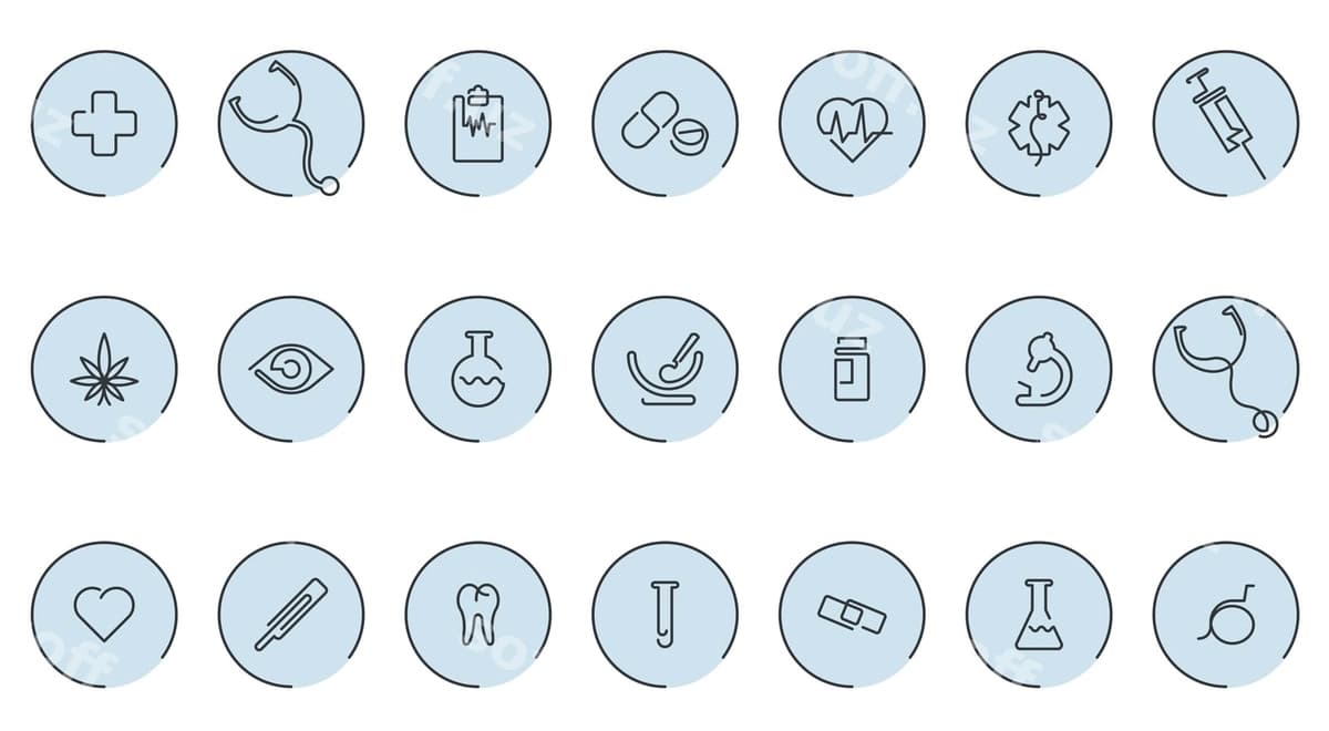 Tibbiy vektor ikonkalar bitta chiziqli stil | Medical vector icons one line style