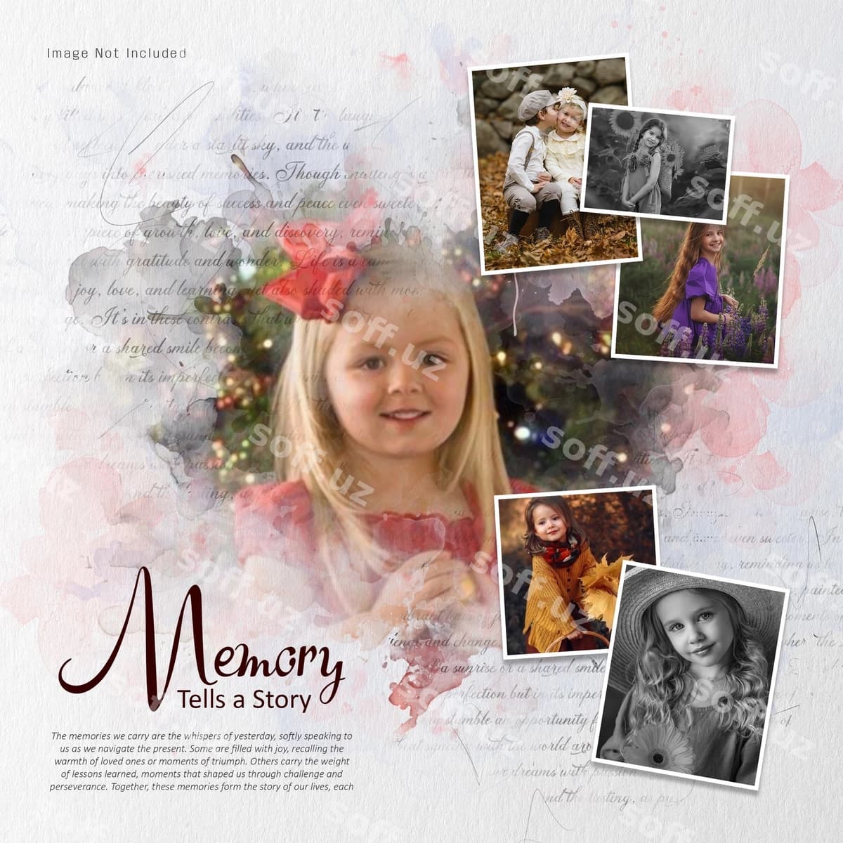 Hotira foto kolaj namunasi | Memory photo collage mockup