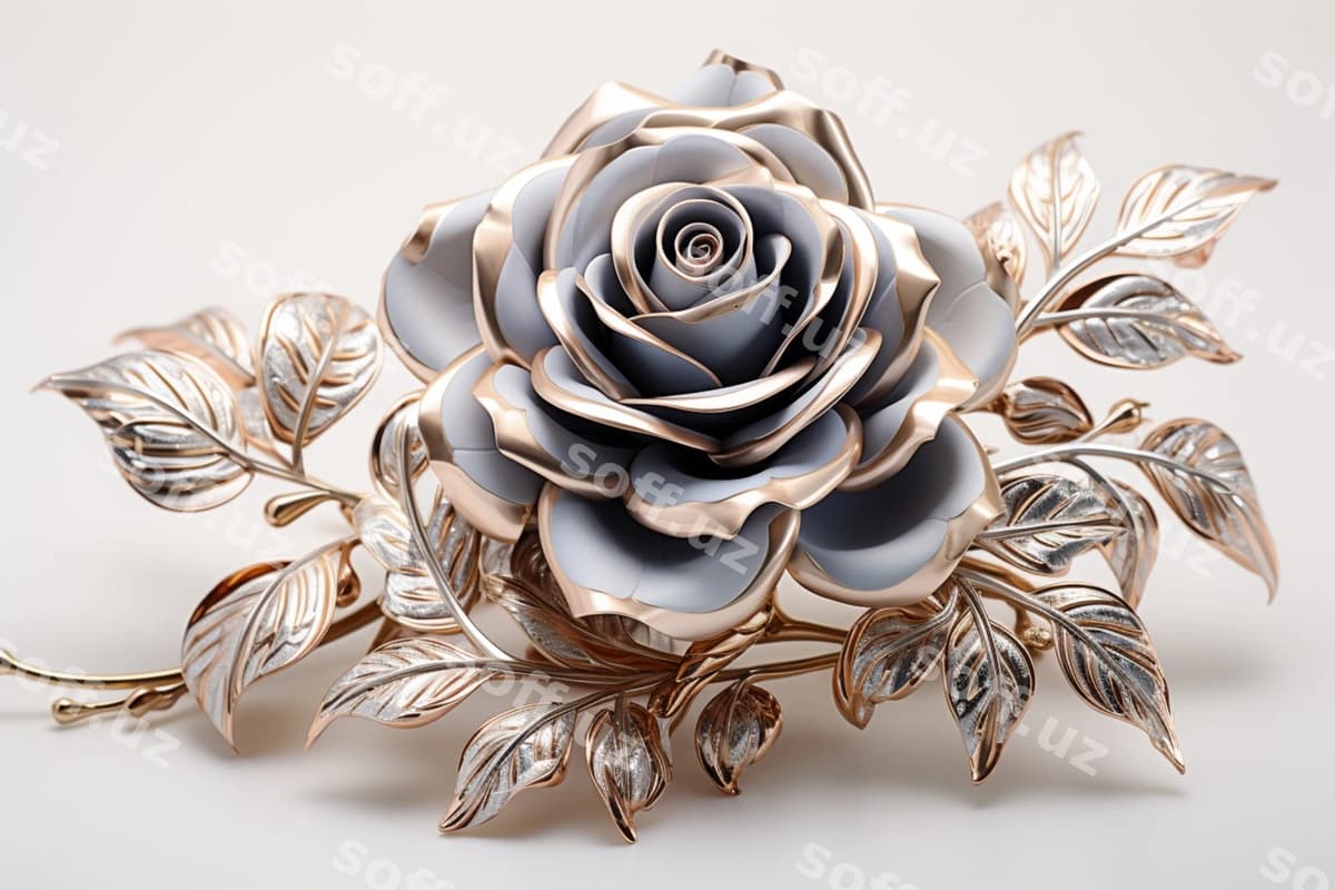 Metal gul oq fon | Metal flower white background