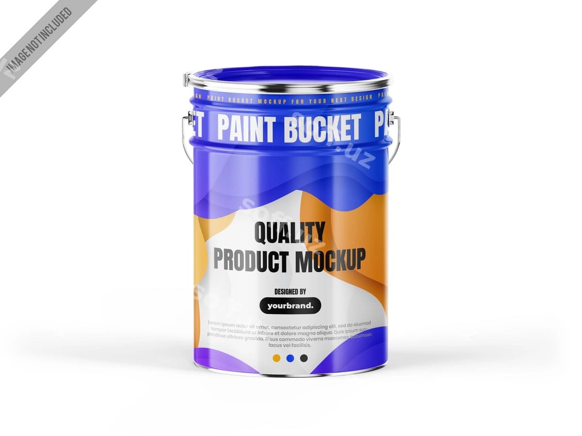 Metal boyoq vedro namuna shabloni | Metal paint bucket mockup tempalte