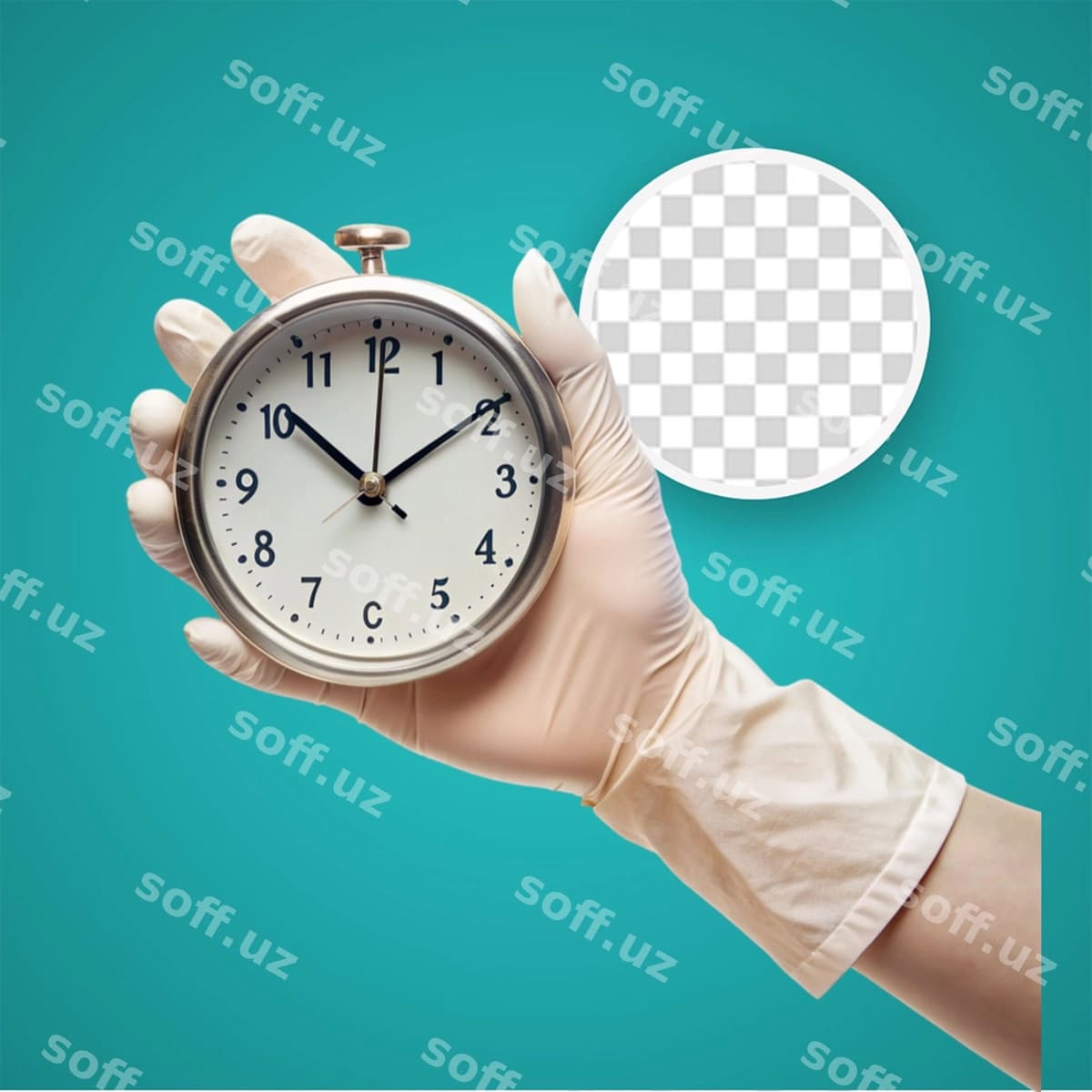 Bo'yi erkak soatni bosib tutmoq | Midsection man holding clock against