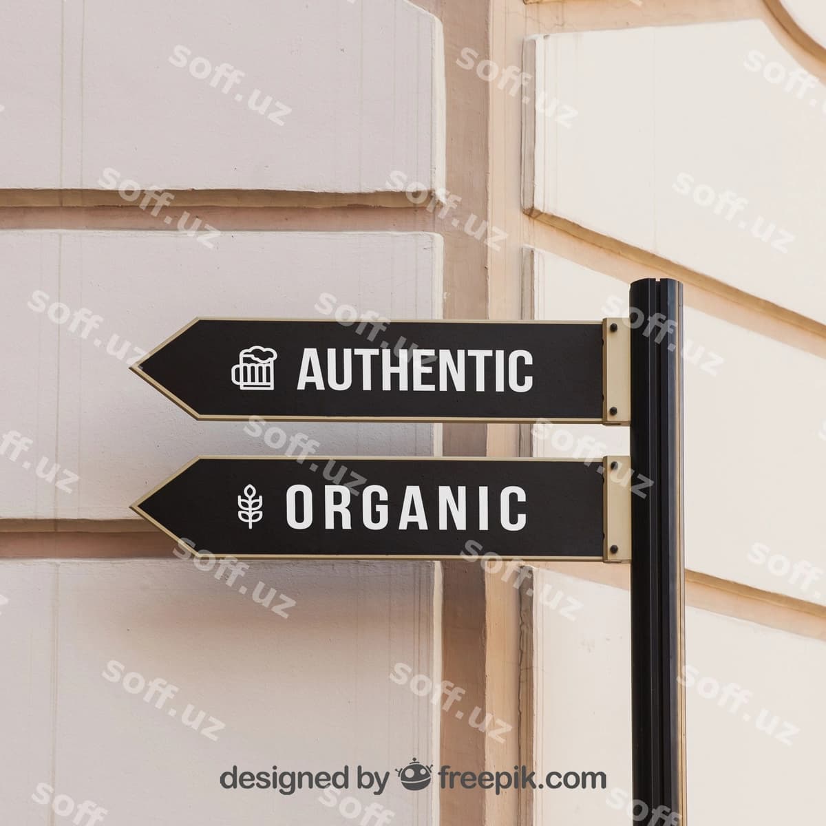 Namuna qora yo'nalish belgi | Mockup black direction sign