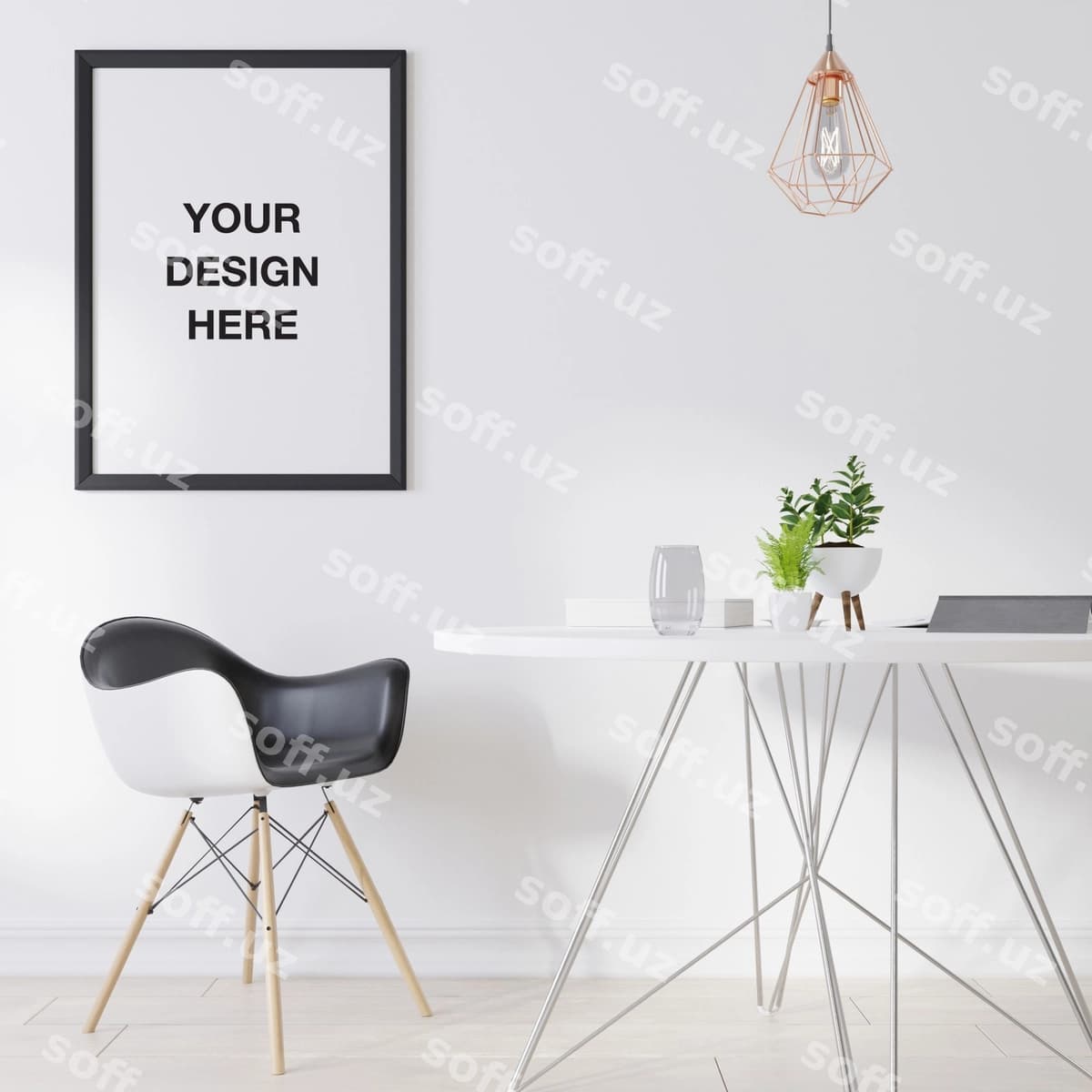 Namuna poster ramkasi yashil uy | Mockup poster frame living room
