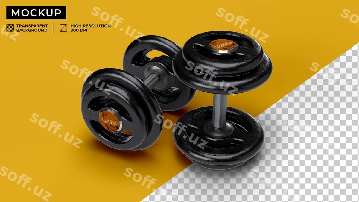 Qopqoqli ikkita dumbbellni maket qiling | Mockup two dumbbells with lid