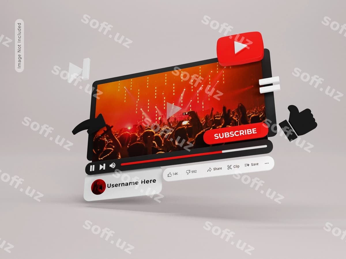 YouTube video pleyerining namunasi | Mockup youtube video player