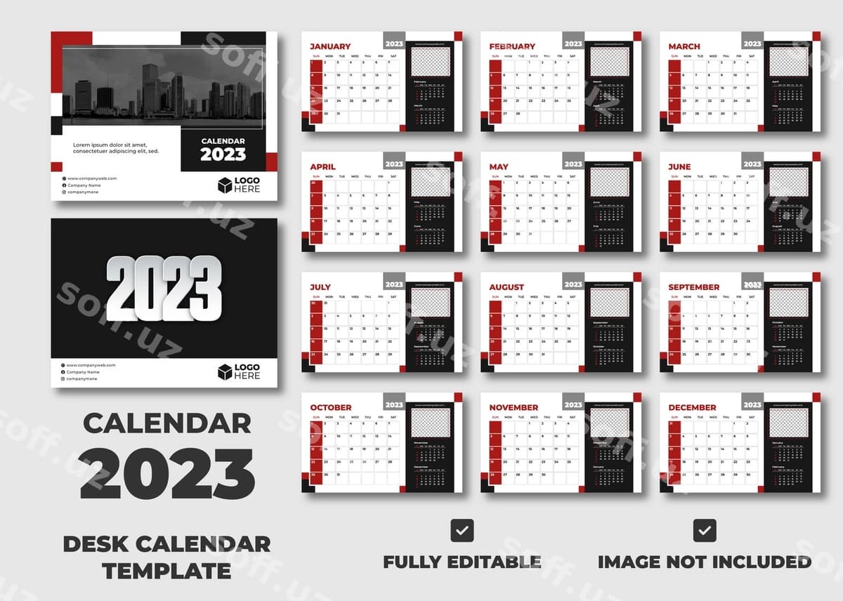 Zamonaviy biznes stol kalendari shabloni | Modern business desk calendar template