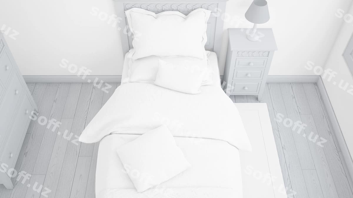 Zamonaviy yakka yotoqli yorqin yotoq xona namunasi | Modern single bed mockup bright bedroom