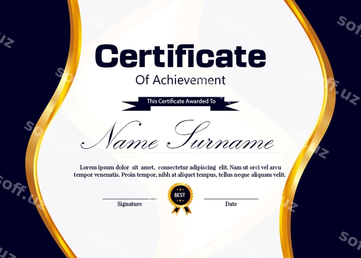 Yangi sertifikat vektor dizayni | New certificate vector design