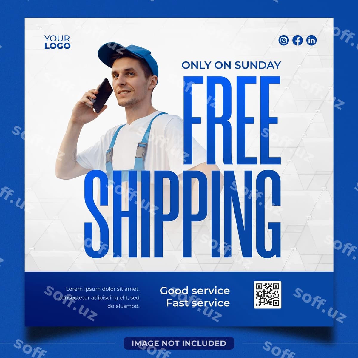 Onlayn yetkazib berish poster shabloni | Online delivery poster template