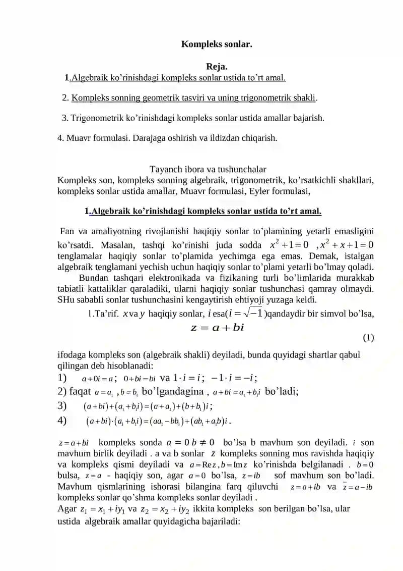 Kompleks sonlar